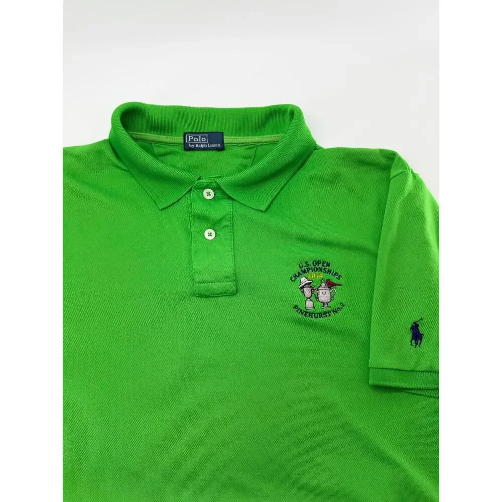 Polo Ralph Lauren Polo Shirt Men's L Green 2014 US Open Pinehurst No. 2 Golf USG